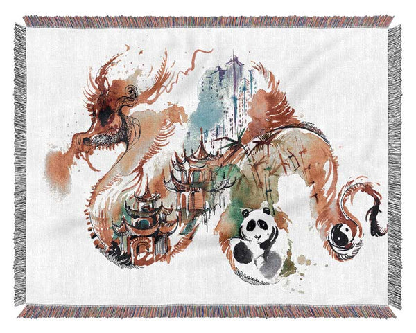 The Life In A Chinese Dragon Woven Blanket