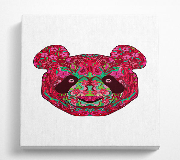 A Square Canvas Print Showing Flower Panda Square Wall Art