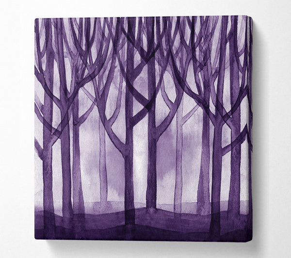 A Square Canvas Print Showing Purple Woodland Square Wall Art