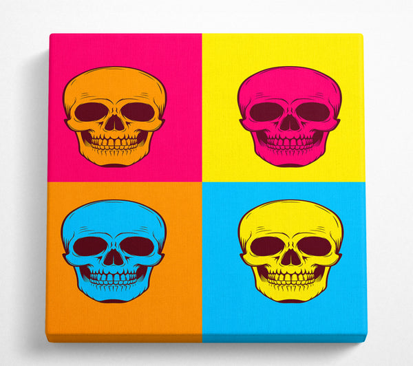 A Square Canvas Print Showing Funky Skulls Square Wall Art