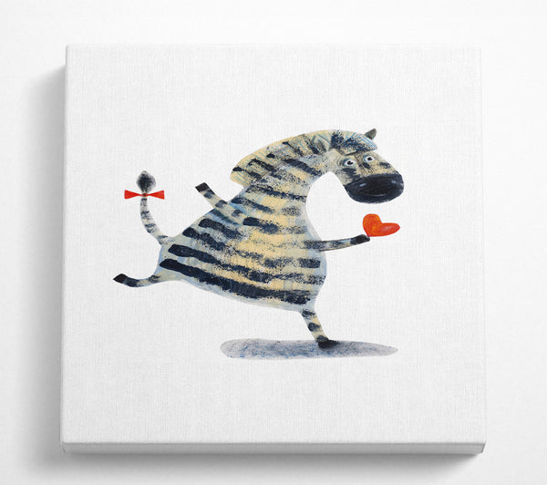 A Square Canvas Print Showing Dancing Zebra Love Square Wall Art