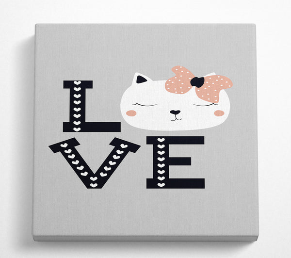 A Square Canvas Print Showing Love Cat Square Wall Art