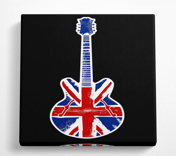 A Square Canvas Print Showing Guitar British Flag Square Wall Art