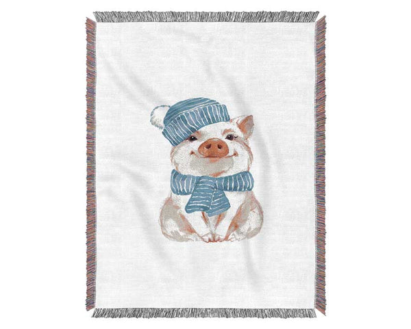 Winter Piggy Love Woven Blanket