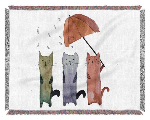 Umbrella Cats Woven Blanket