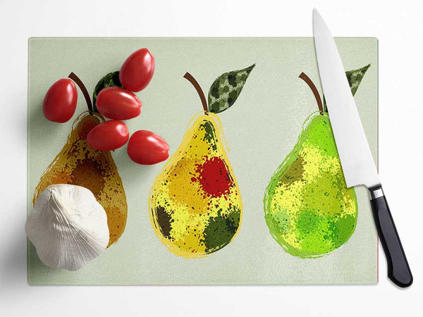 Trio Of Pears Glass Chopping Board