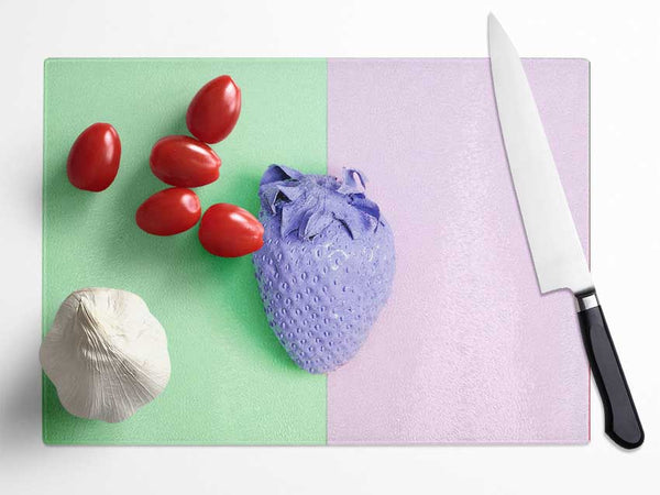 Purple Strawberry Glass Chopping Board