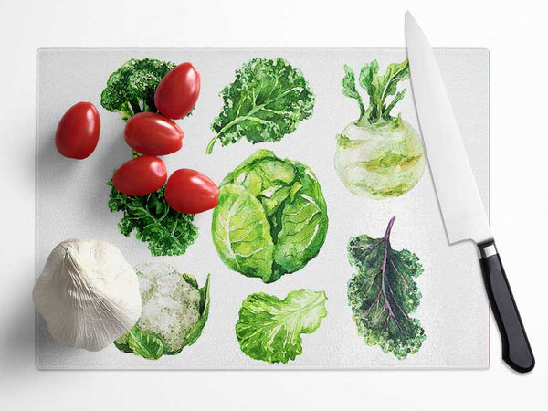Vegetable Selection 3 Glass Chopping Board