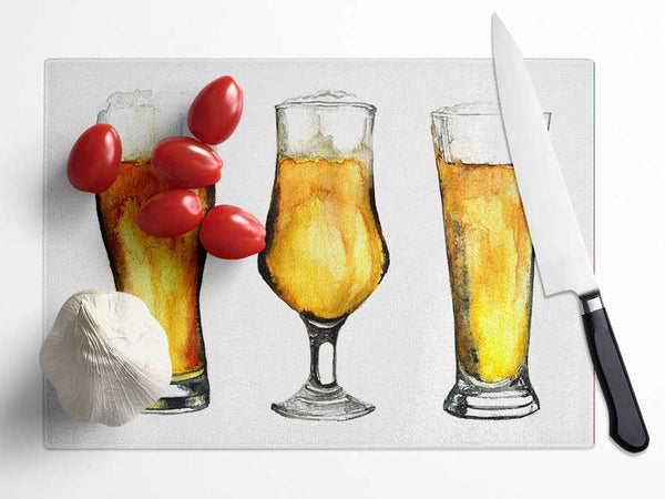 Beer Time 2 Glass Chopping Board