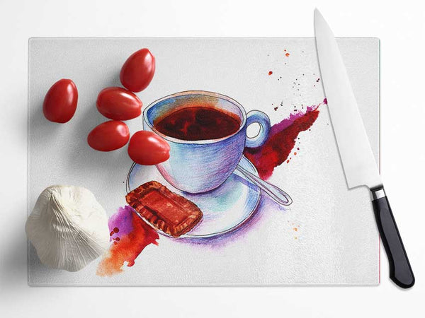 Tea And Biscuits Glass Chopping Board