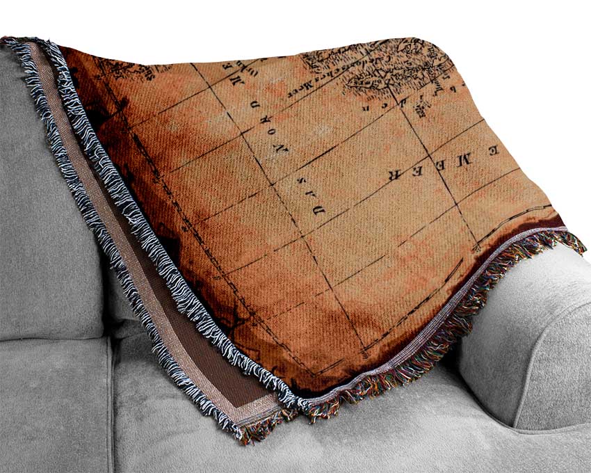 Vintage UK Map Woven Blanket