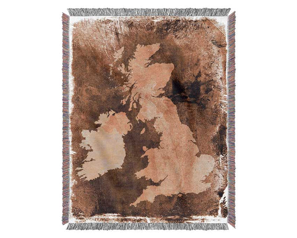 UK Retro Map Woven Blanket