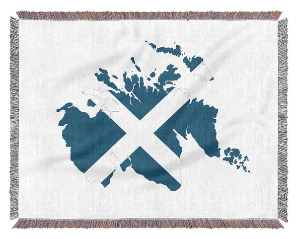 Scottish Flag Over Map 1 Woven Blanket