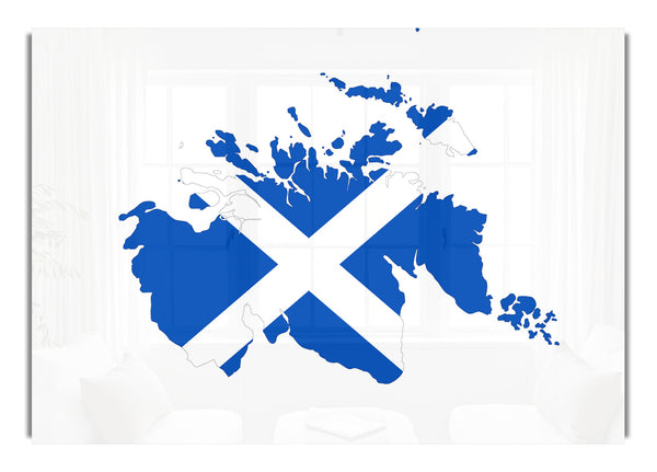 Scottish Flag Over Map 1