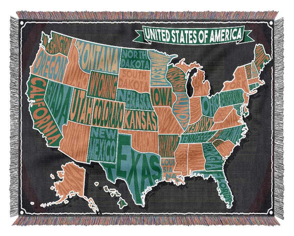 States Of America 3 Woven Blanket