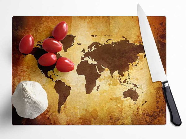 Map Of The World 12 Glass Chopping Board