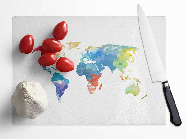 Map Of The World 10 Glass Chopping Board