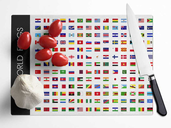 World Flags Glass Chopping Board