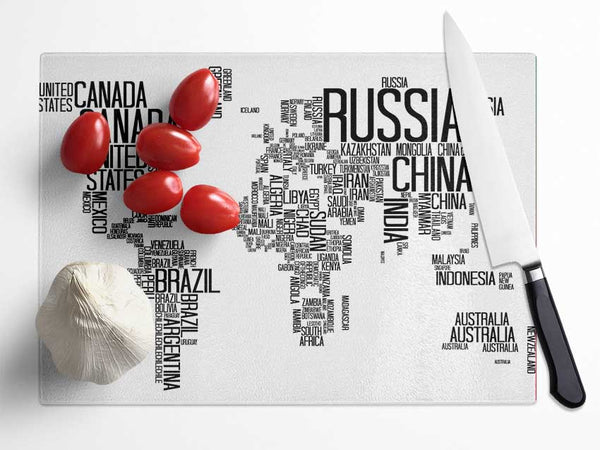 Map Of The World 7 Glass Chopping Board