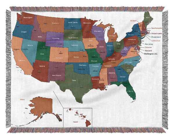 States Of America 4 Woven Blanket