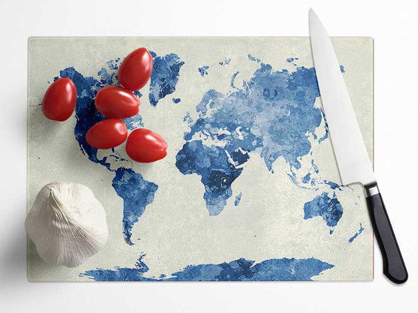 Map Of The World 4 Glass Chopping Board
