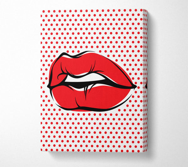 Picture of Red Lips On Pokerdots Canvas Print Wall Art