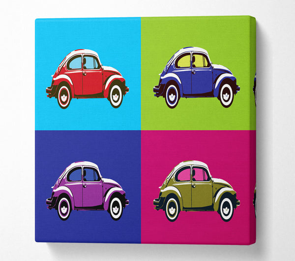 A Square Canvas Print Showing Beetle Pop Art Square Wall Art