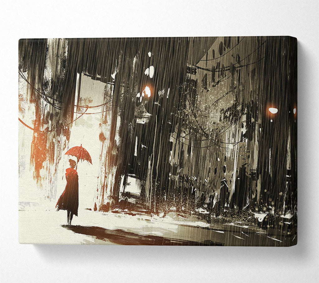 Picture of Down Pour in The City Canvas Print Wall Art
