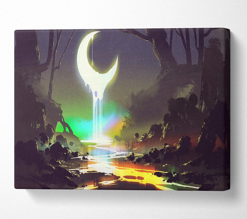 Picture of Lava Moon Melting Into The River Canvas Print Wall Art