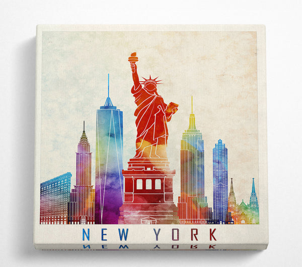 A Square Canvas Print Showing Rainbow New York Square Wall Art