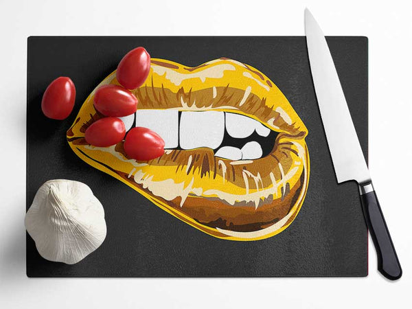 Gold Lip Bite Glass Chopping Board