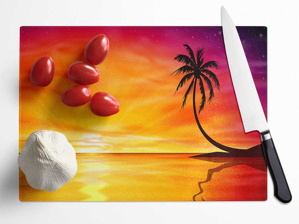 Ripples Of The Ocean Sunset Glass Chopping Board