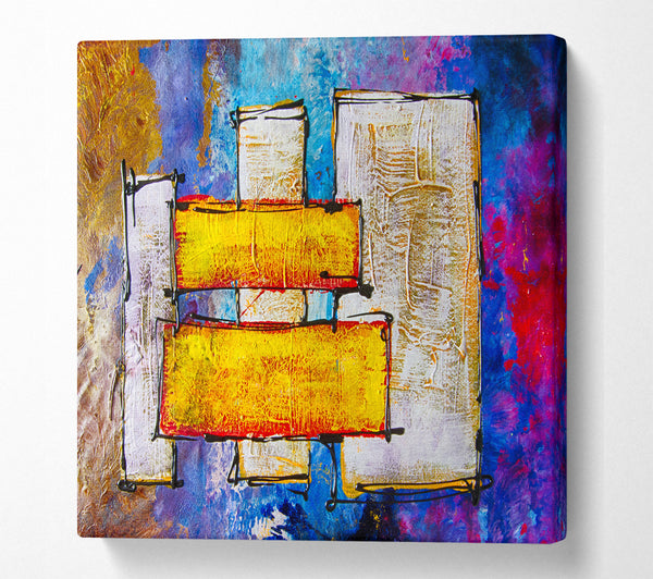 A Square Canvas Print Showing Blocks Of Gold Square Wall Art