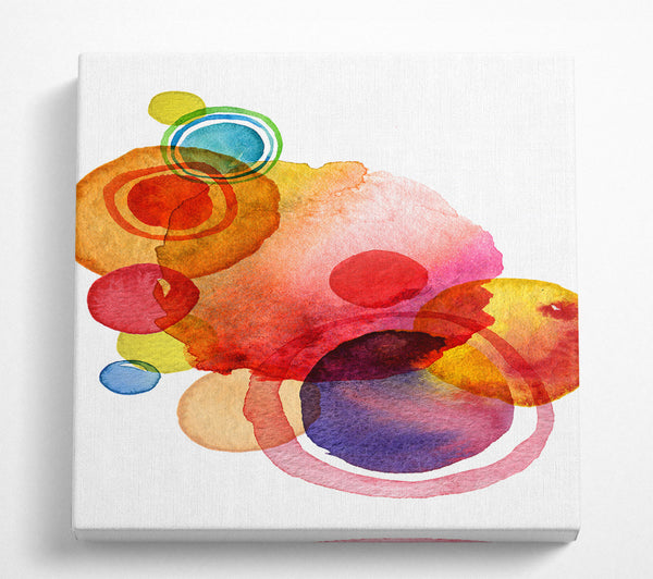 A Square Canvas Print Showing Rainbow Planets Square Wall Art