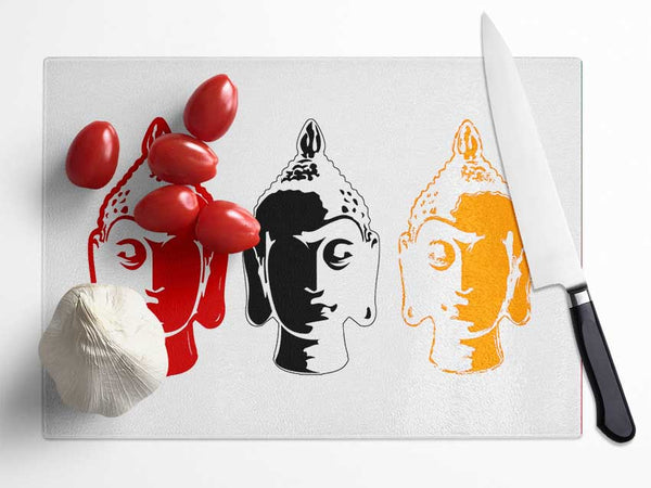 Buddha Heads Glass Chopping Board