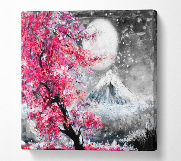 A Square Canvas Print Showing Winter Mountain Tree Square Wall Art