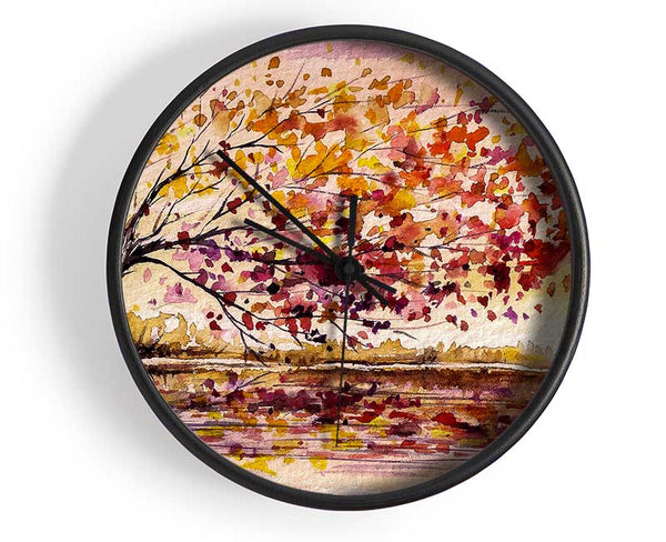 Winter Leaves Fall From The Tree Clock - Wallart-Direct UK