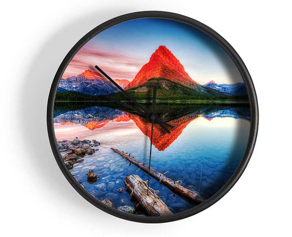 Reflections Of the Mountain Peak Lake Clock - Wallart-Direct UK