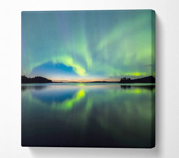 A Square Canvas Print Showing Northern Light Halo Square Wall Art