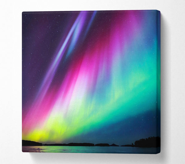 A Square Canvas Print Showing Northern Light Display Square Wall Art