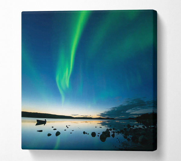 A Square Canvas Print Showing Northern Light Reflections Square Wall Art