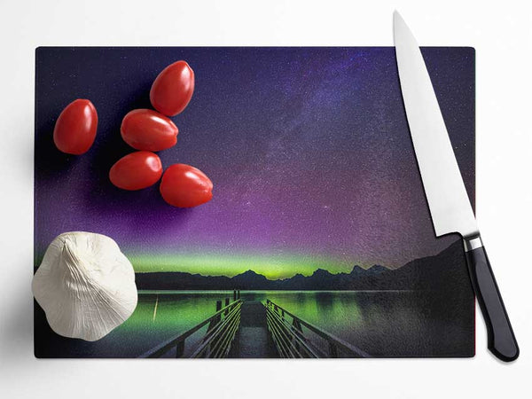 Glow Of The Northern Lights Glass Chopping Board