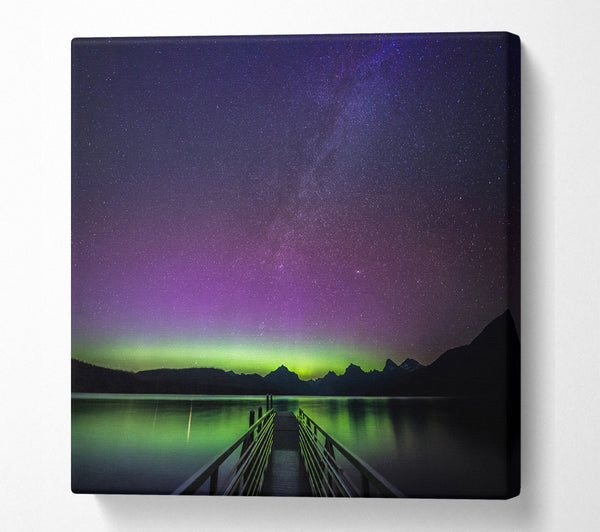 A Square Canvas Print Showing Glow Of The Northern Lights Square Wall Art