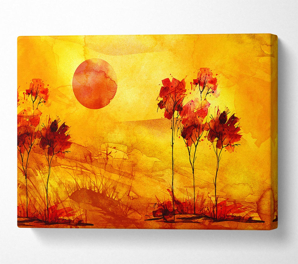Picture of Red Tree Sun Canvas Print Wall Art