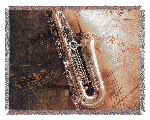 Saxophone Notes Woven Blanket