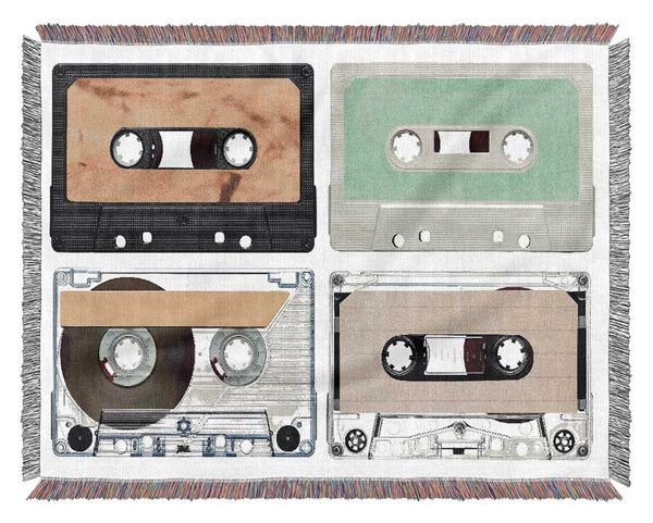 Retro Music Tapes Woven Blanket