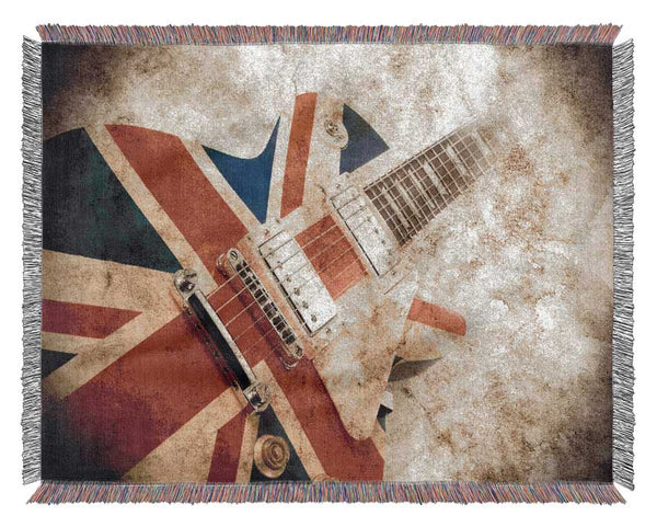 British Retro Guitar 1 Woven Blanket
