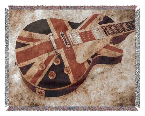 British Retro Guitar 2 Woven Blanket