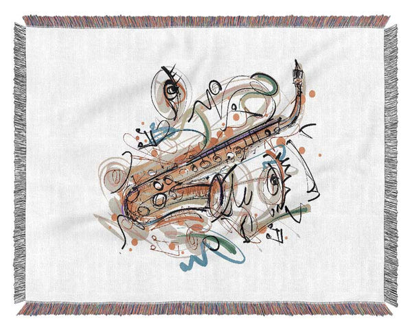 Saxophone Rainbow Tunes Woven Blanket