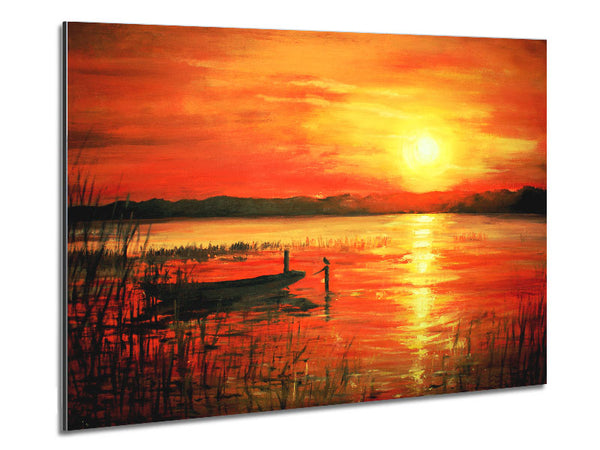 Row Boat On The Sunset Waters